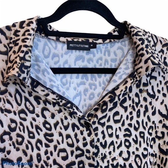 Pretty Little Thing Button Down Leapord Shirt Med - Picture 5 of 6